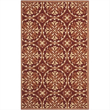 Safavieh 5 x 8 ft. Medium Rectangle- Indoor - Outdoor Four Seasons Red And Orange Hand Hooked Rug FRS218C-5